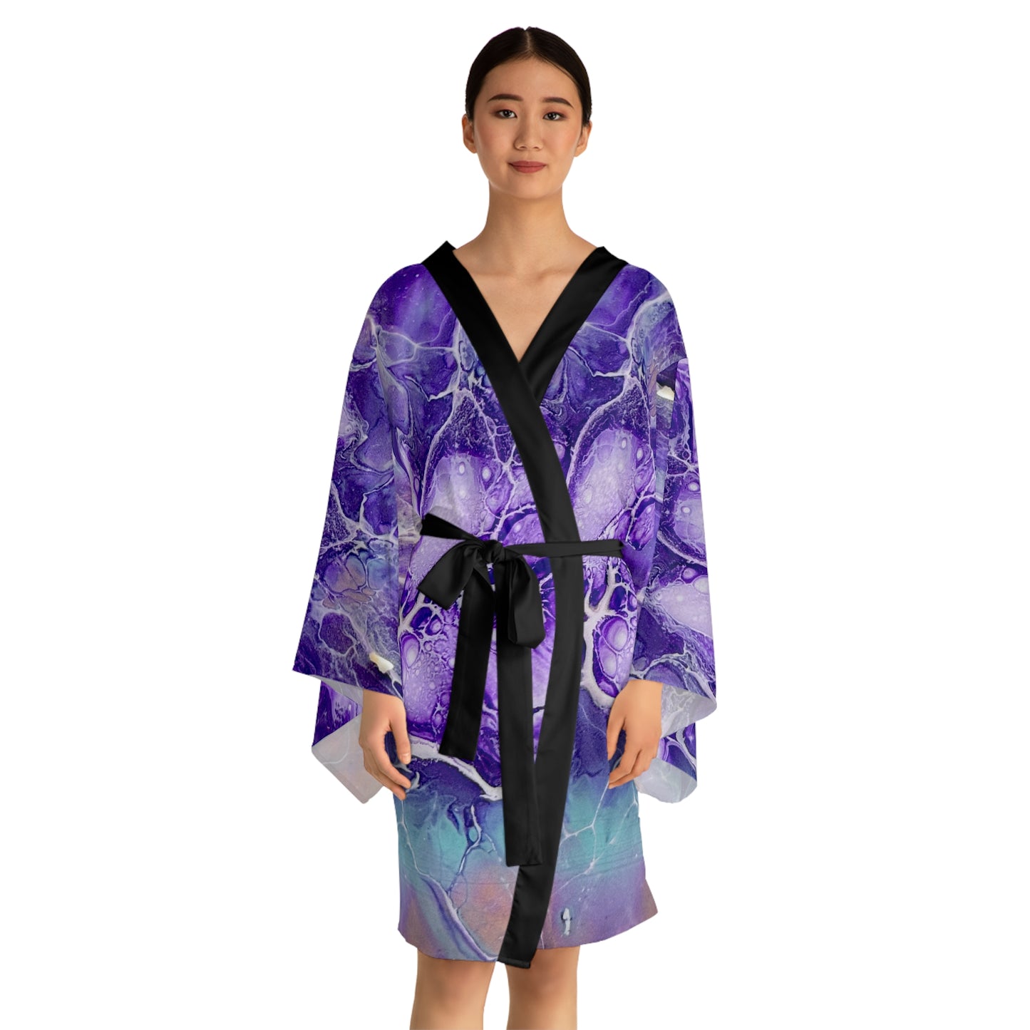 Vibrant Abstract Long Sleeve Kimono Robe