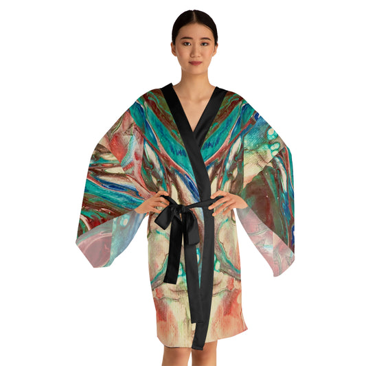 Vibrant Abstract Long Sleeve Kimono Robe