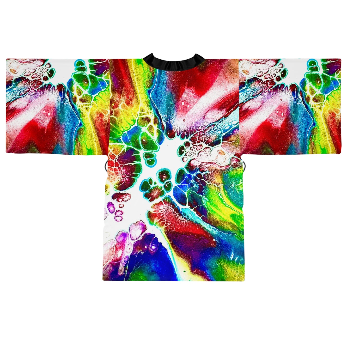 Vibrant Abstract Long Sleeve Kimono Robe, Loungewear