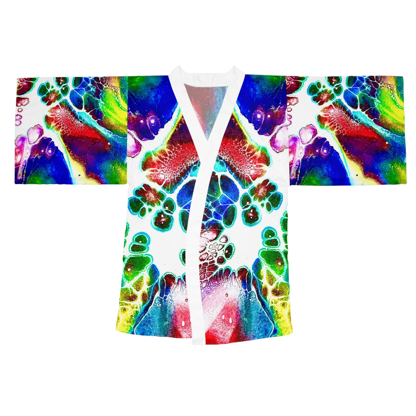 Vibrant Abstract Long Sleeve Kimono Robe, Loungewear