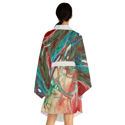Vibrant Abstract Long Sleeve Kimono Robe