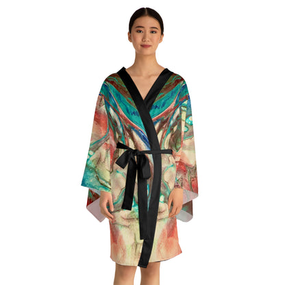 Vibrant Abstract Long Sleeve Kimono Robe