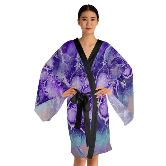 Vibrant Abstract Long Sleeve Kimono Robe