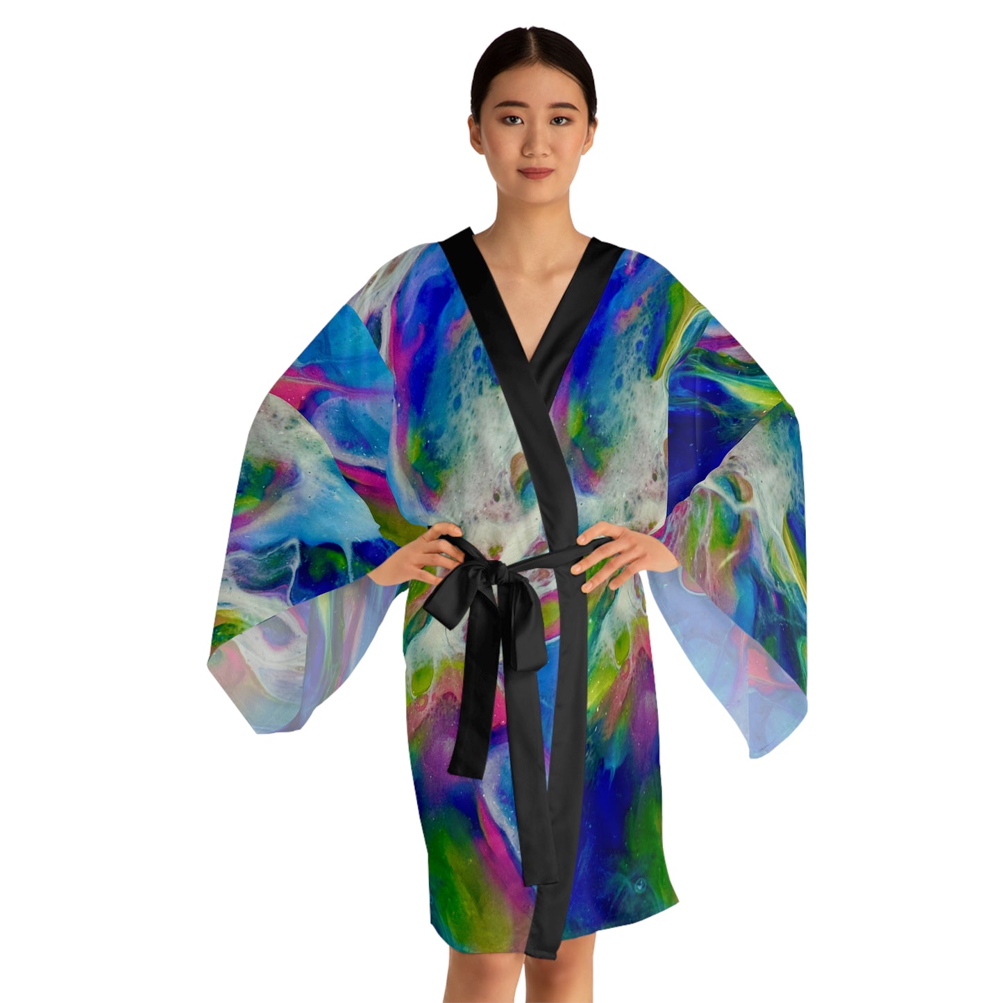 Vibrant Abstract Long Sleeve Kimono Robe