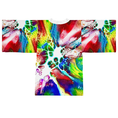 Vibrant Abstract Long Sleeve Kimono Robe, Loungewear