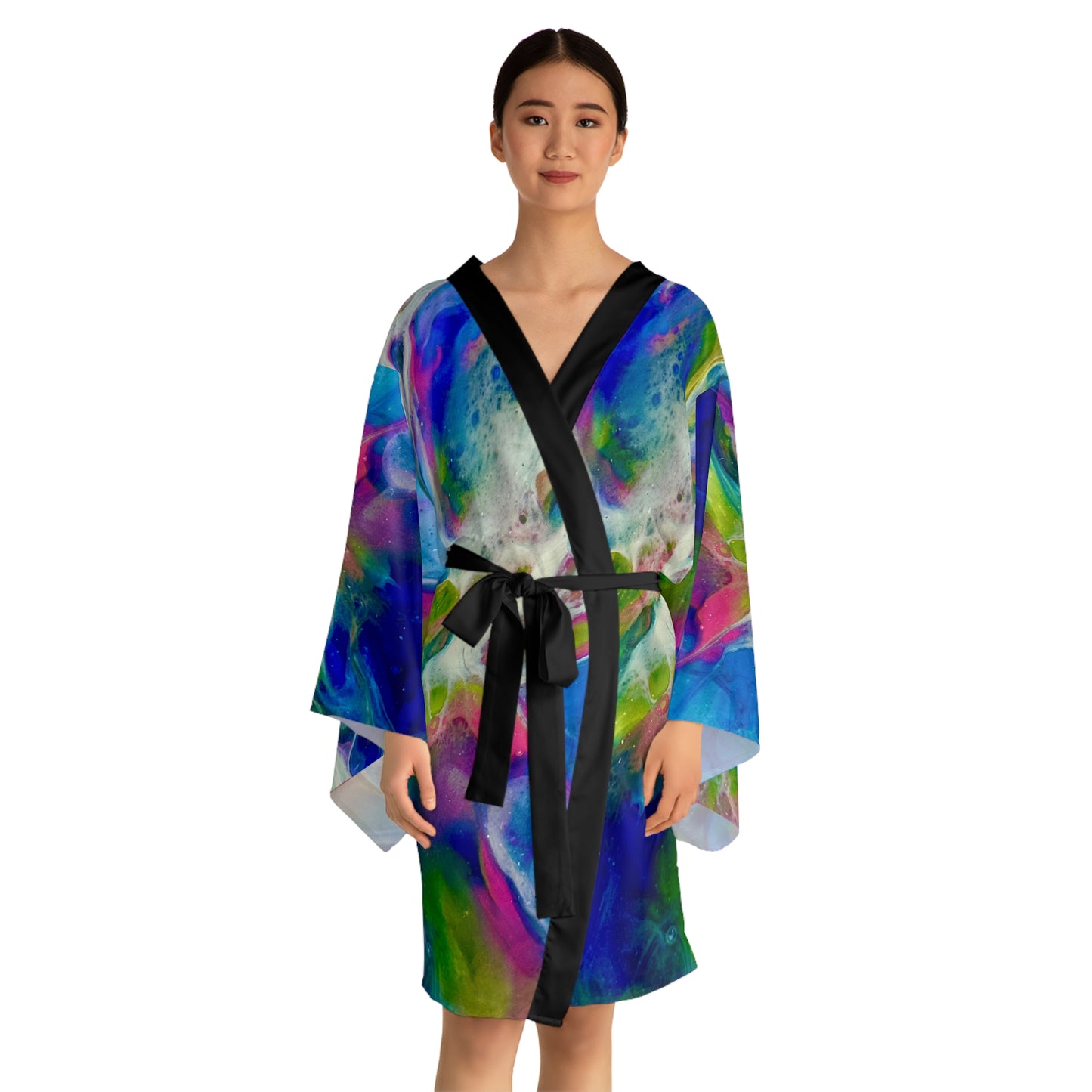 Vibrant Abstract Long Sleeve Kimono Robe