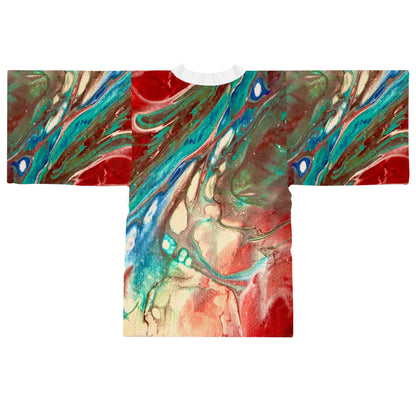 Vibrant Abstract Long Sleeve Kimono Robe