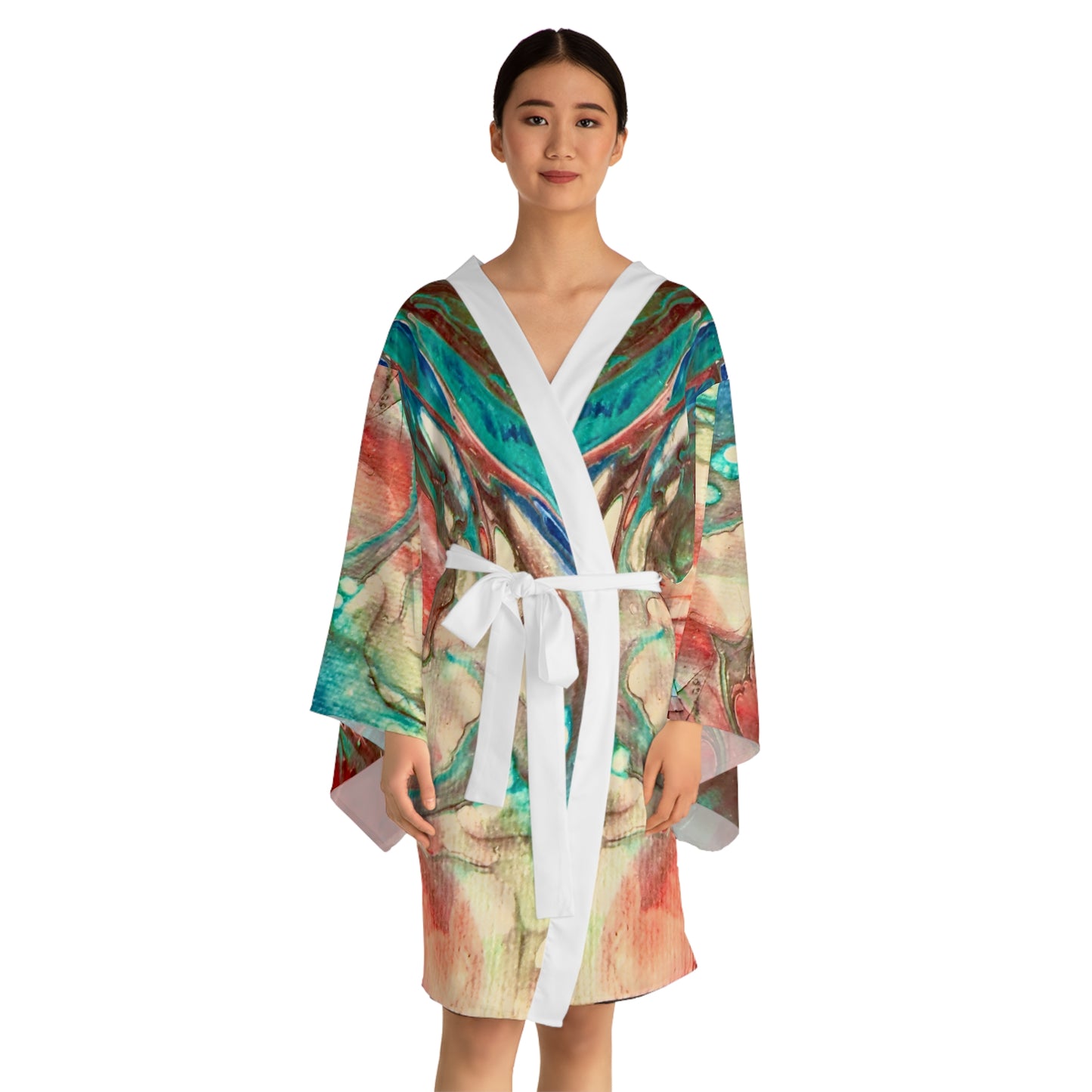 Vibrant Abstract Long Sleeve Kimono Robe