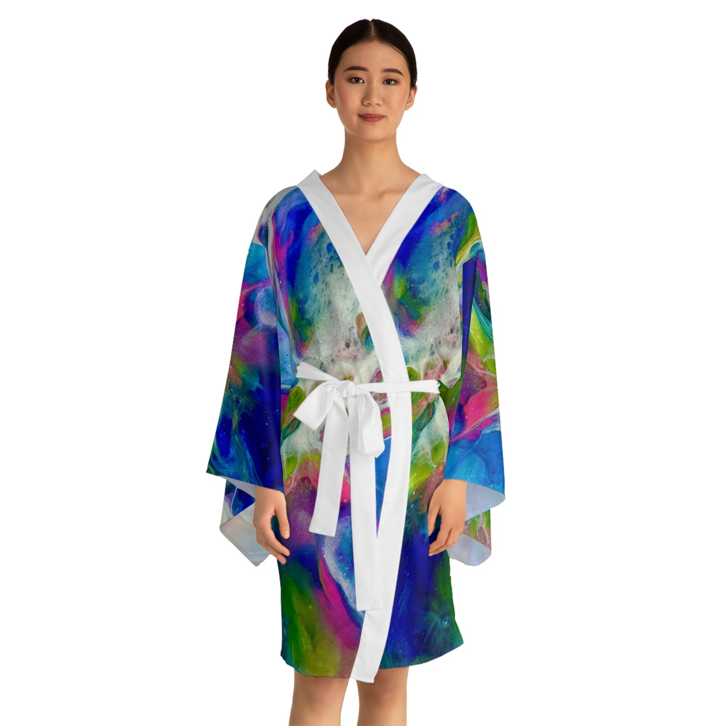 Vibrant Abstract Long Sleeve Kimono Robe