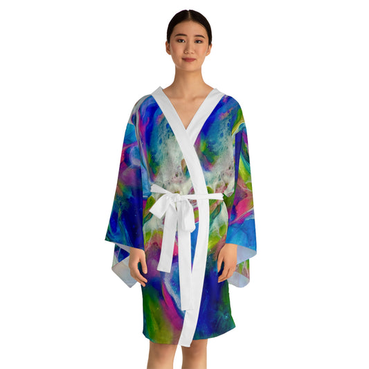 Vibrant Abstract Long Sleeve Kimono Robe